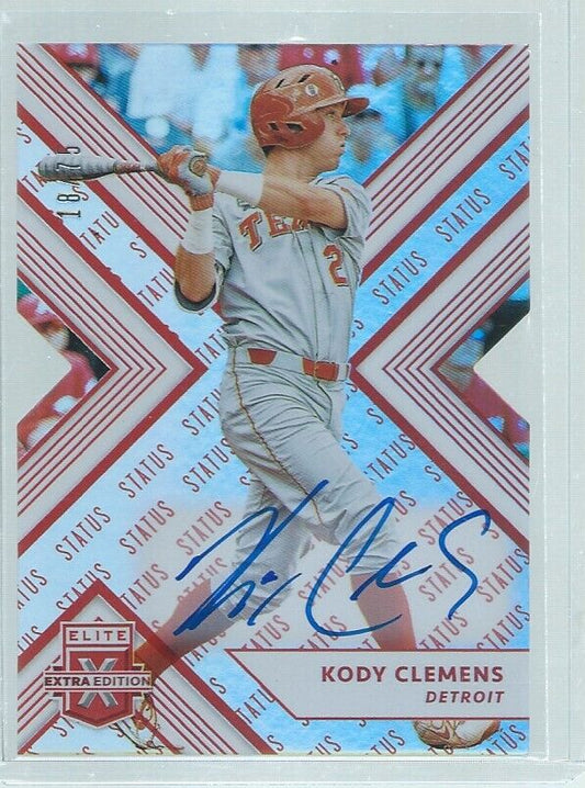 KODY CLEMENS 2018 ELITE EXTRA ON CARD AUTO DIE CUT PROSPECT STATUS RED #D 18/75