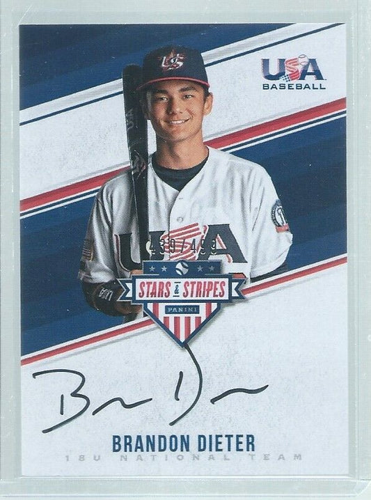 BRANDON DIETER 2018 USA STARS & STRIPES ON CARD AUTO PROSPECT #D 439/499