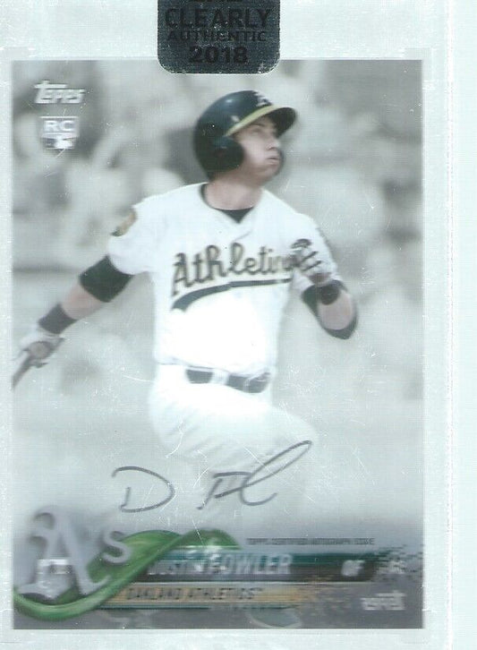 DUSTIN FOWLER 2018 TOPPS CLEARLY AUTHENTIC ON CARD AUTO ROOKIE RC