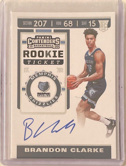 BRANDON CLARKE 2019-20 PANINI CONTENDERS ROOKIE TICKET ON CARD AUTO RC #134