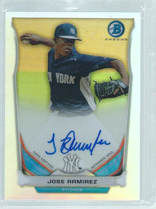 JOSE RAMIREZ 2014 BOWMAN CHROME ON CARD AUTO PROSPECT REFRACTOR #D 283/500