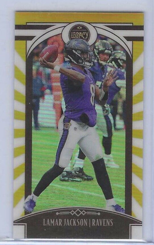 LAMAR JACKSON 2020 PANINI LEGACY GOLD PRIZM MINI #D /25