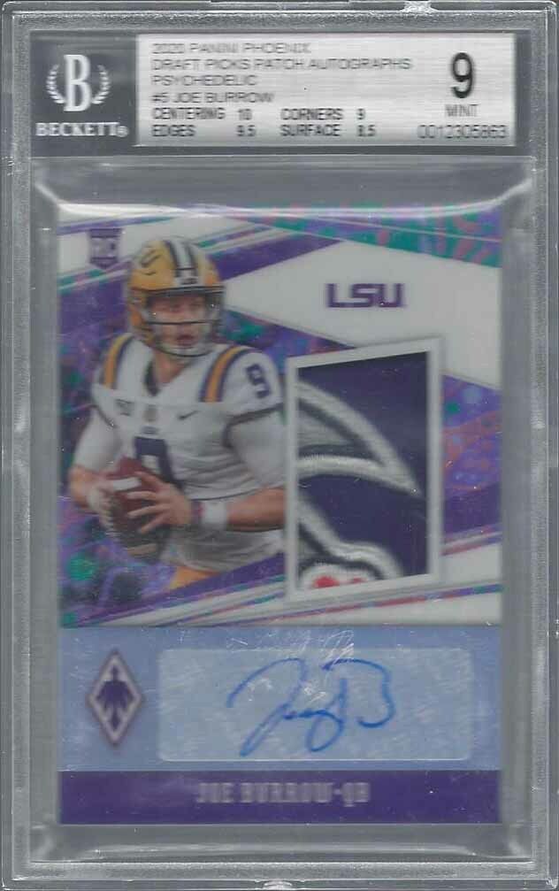 JOE BURROW 2020 CHRONICLES PHOENIX PSYCHEDELIC PATCH AUTO RC /5 BGS 9 10 POP 1/1