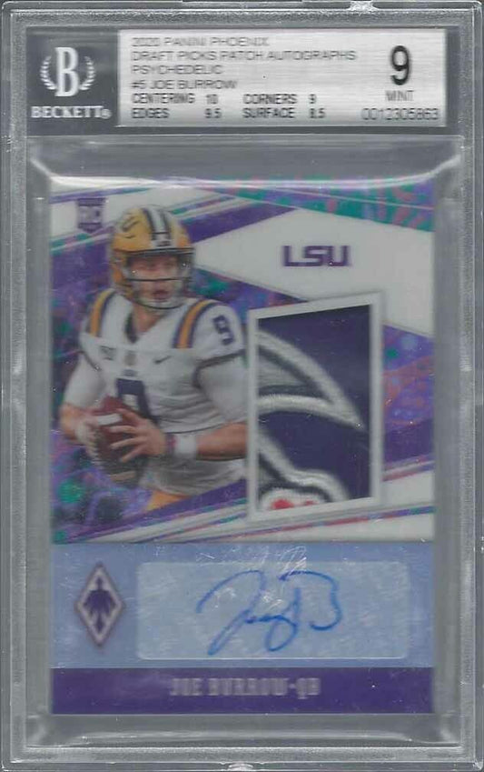 JOE BURROW 2020 CHRONICLES PHOENIX PSYCHEDELIC PATCH AUTO RC /5 BGS 9 10 POP 1/1