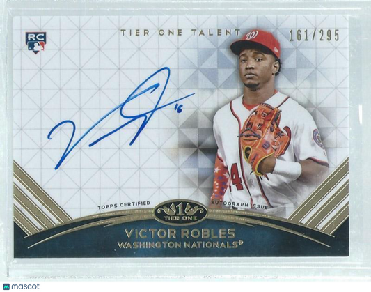 VICTOR ROBLES 2018 TOPPS TIER ONE ON CARD AUTO ROOKIE RC #D /295