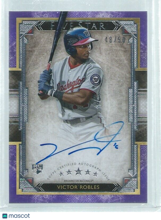 VICTOR ROBLES 2018 TOPPS FIVE STAR ON CARD AUTO PURPLE ROOKIE RC #D 48/50