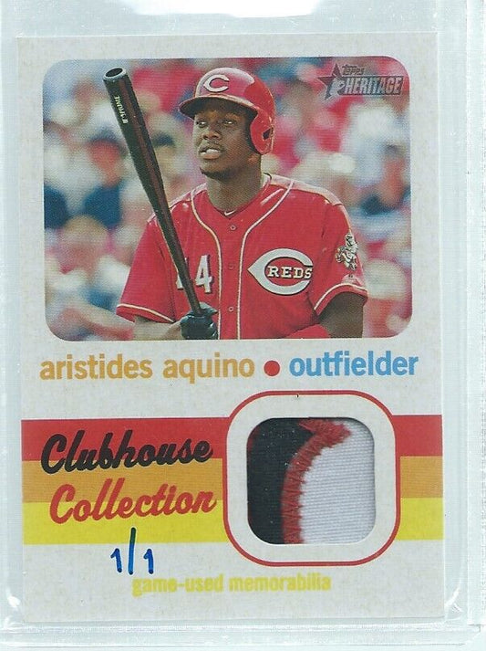 ARISTIDES AQUINO 2020 TOPPS HERITAGE CLUBHOUSE 3 COLOR PATCH ROOKIE RC #D 1/1