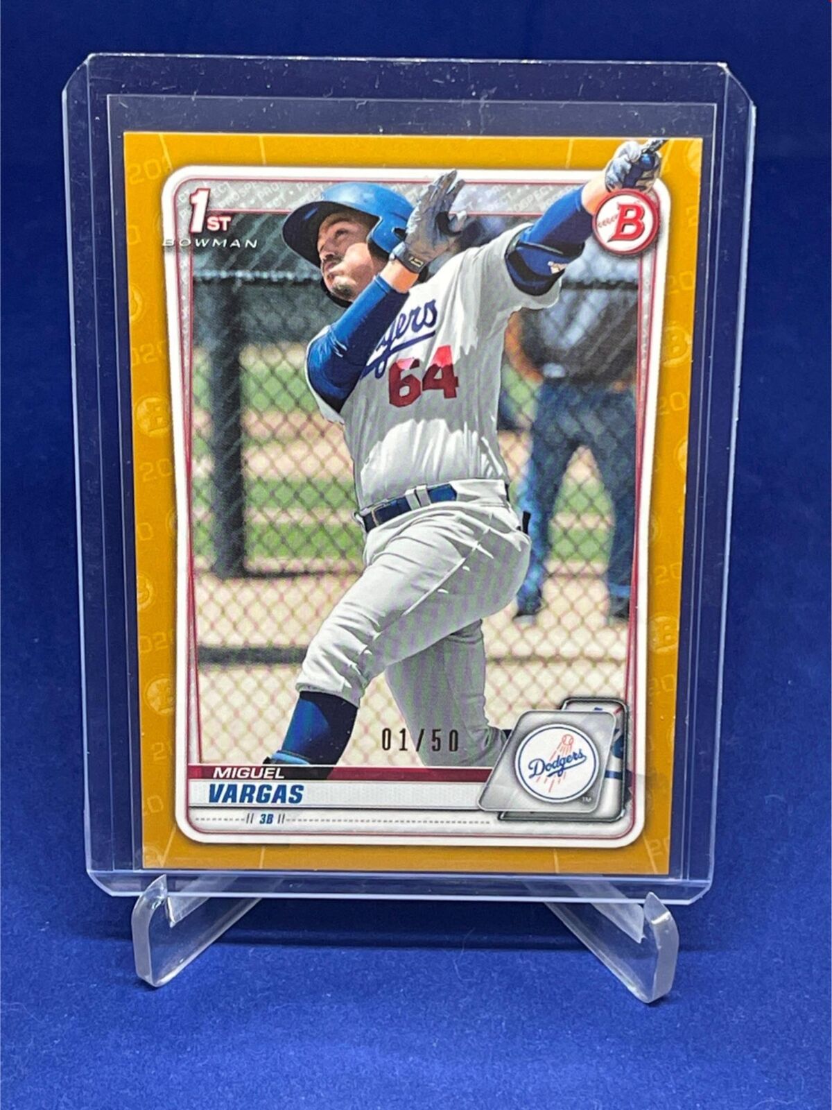 MIGUEL VARGAS 2020 TOPPS BOWMAN 1ST BOWMAN GOLD #D 1/50