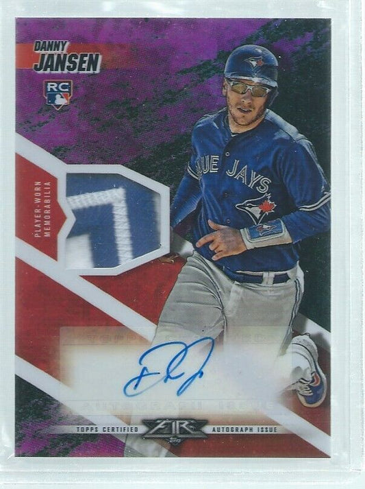 DANNY JANSEN 2019 TOPPS FIRE PINK 2 COLOR PATCH AUTO ROOKIE RC #D 9/10