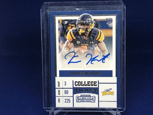KAREEM HUNT 2017 PANINI CONTENDERS COLLEGE TICKET AUTO RC ROOKIE # 148