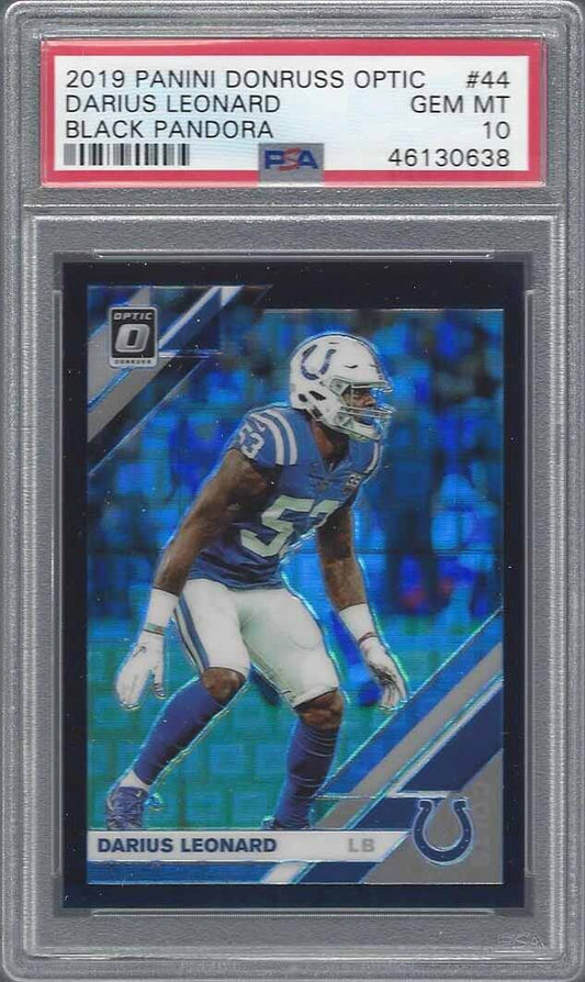 DARIUS LEONARD 2019 DONRUSS OPTIC BLACK PANDORA HOLO PRIZM #D /25 PSA 10 POP 2