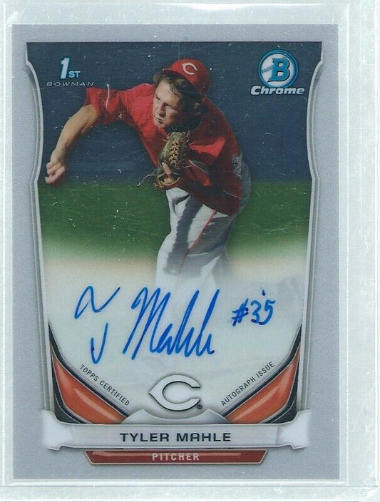 TYLER MAHLE 2014 BOWMAN CHROME 1ST ON CARD AUTO PROSPECT