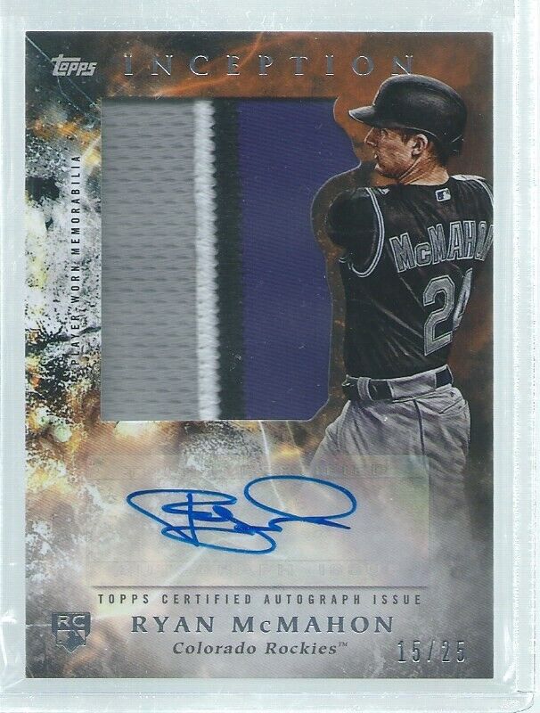 RYAN MCMAHON 2018 TOPPS INCEPTION GOLD RPA 4 COLOR PATCH AUTO ROOKIE RC #D 15/25