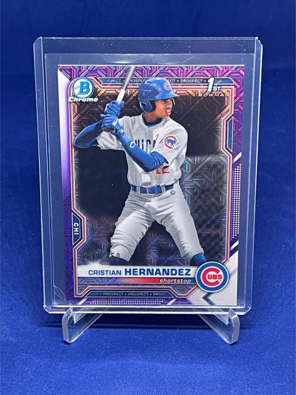 CHRISTIAN HERNANDEZ 2021 BOWMAN CHROME 1ST PURPLE MEGA BOX REFRACTOR #D 240/250