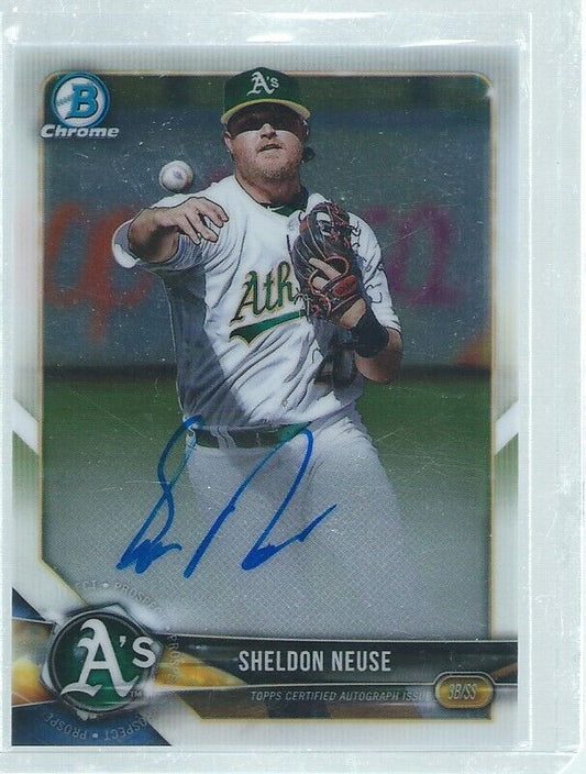 SHELDON NEUSE 2018 BOWMAN CHROME ON CARD AUTO PROSPECT