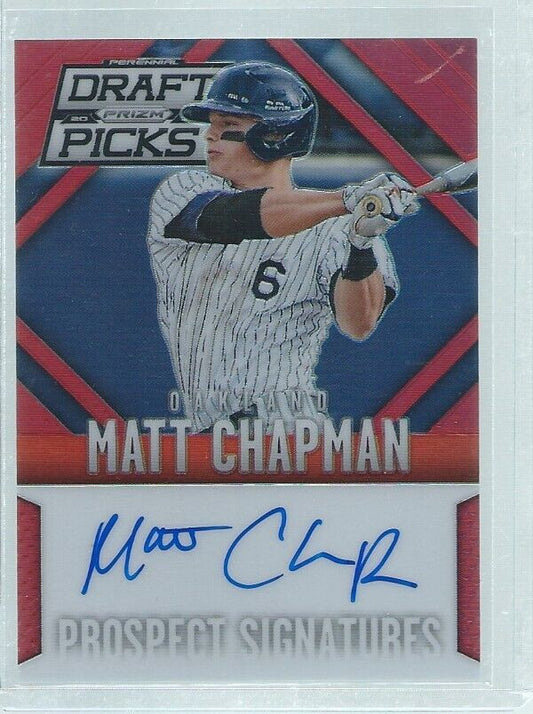 MATT CHAPMAN 2014 PRIZM DRAFT PICKS ON CARD AUTO PROSPECT RED PRIZMS #D 94/100