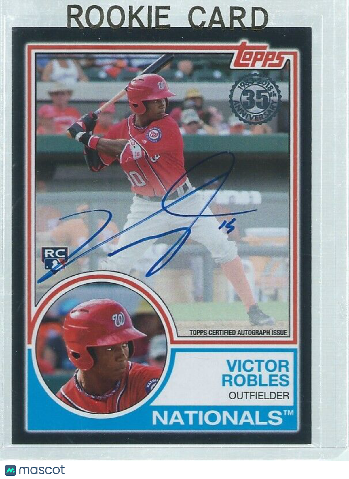 VICTOR ROBLES 2018 TOPPS 35TH ANNIVERSARY BLACK ON CARD AUTO ROOKIE RC #D 71/99