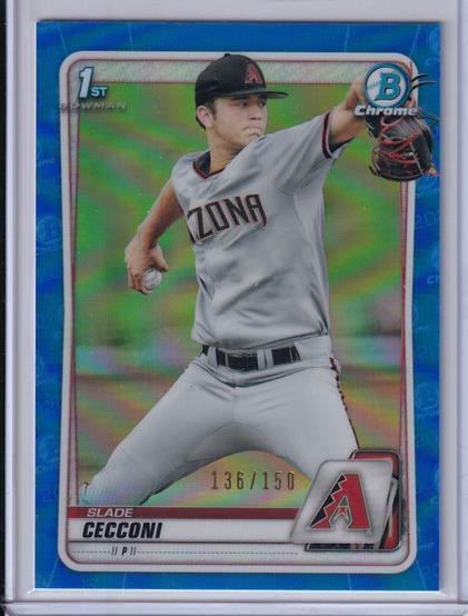SLADE CECCONI 2020 BOWMAN CHROME BLUE REFRACTOR 1ST PROSPECT #D 136/150