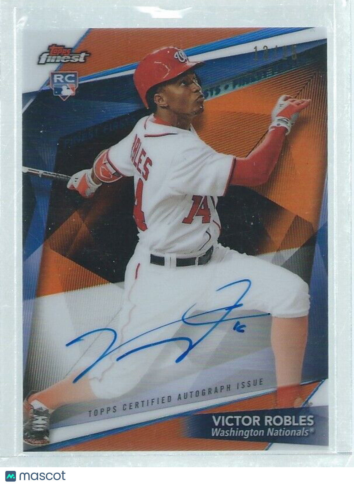 VICTOR ROBLES 2018 TOPPS FINEST ORANGE REFRACTOR ON CARD AUTO ROOKIE RC #D 13/25