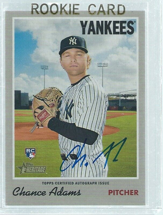 CHANCE ADAMS 2019 TOPPS HERITAGE REAL ONE ON CARD AUTO ROOKIE RC