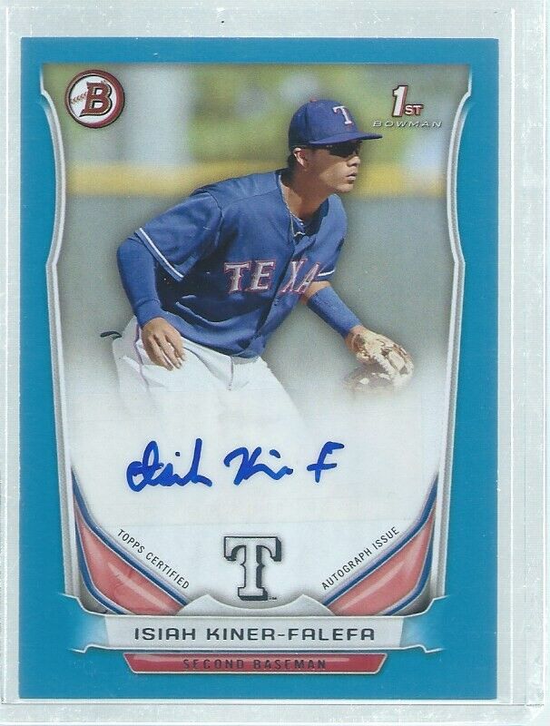 ISIAH KINER-FALEFA 2019 BOWMAN 1ST AUTO SKY BLUE PROSPECT #D 234/500