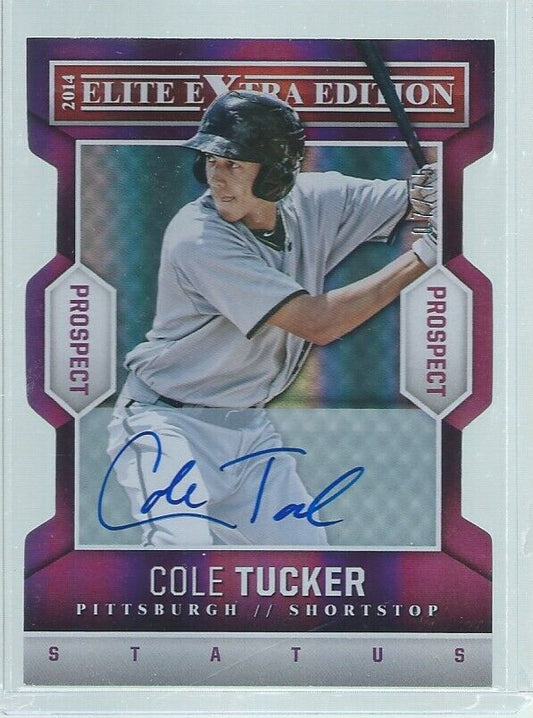 COLE TUCKER 2014 ELITE EXTRA ON CARD AUTO DIE CUT PROSPECT PURPLE #/75