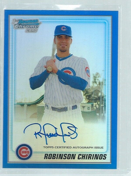 ROBINSON CHIRINOS 2010 CHROME 1ST ON CARD AUTO PROSPECT BLUE REFRACTOR #D 95/150