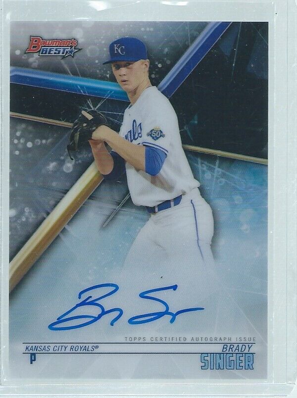 BRADY SINGER 2018 BOWMAN'S BEST ON CARD AUTO PROSPECT REFRACTOR