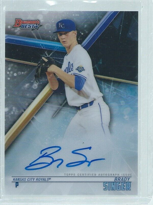 BRADY SINGER 2018 BOWMAN'S BEST ON CARD AUTO PROSPECT REFRACTOR