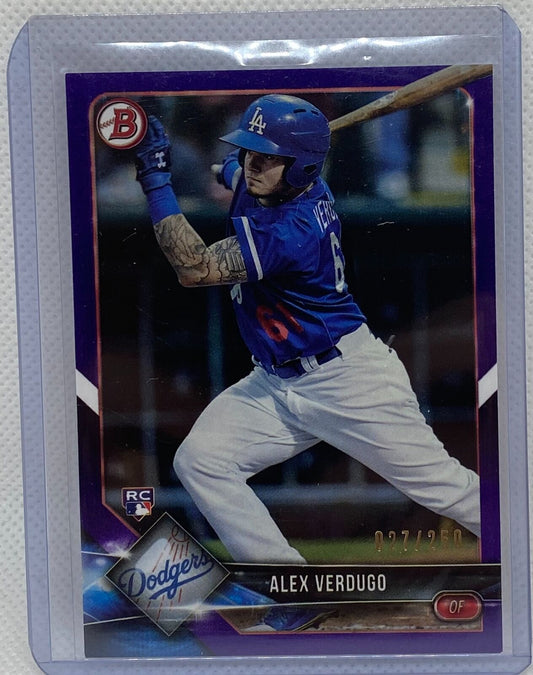 ALEX VERDUGO 2018 TOPPS BOWMAN ROOKIE PURPLE RC #D 027/250