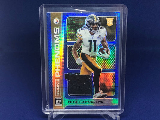 CHASE CLAYPOOL 2020 PANINI DONRUSS OPTIC BLUE ROOKIE PHENOMS JERSEY RELIC RC