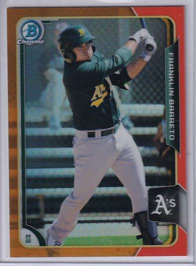 FRANKLIN BARRETO 2015 BOWMAN CHROME PROSPECT ORANGE REFRACTOR #D 22/25