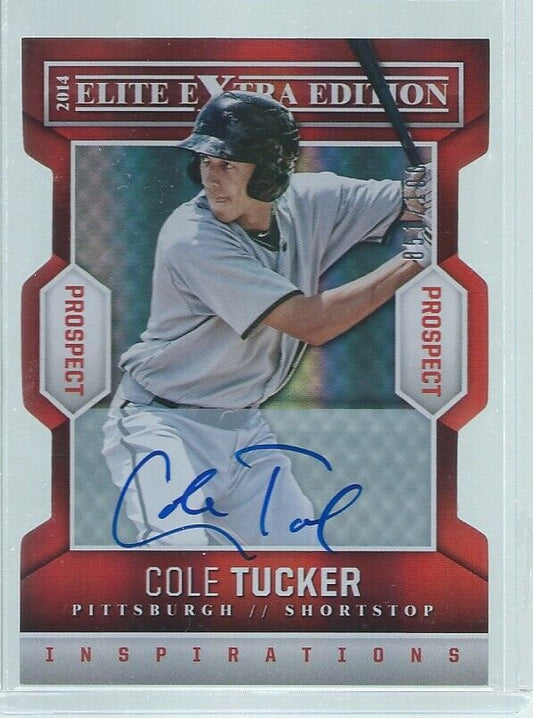 COLE TUCKER 2014 ELITE EXTRA ON CARD AUTO DIE CUT PROSPECT RED #D /100