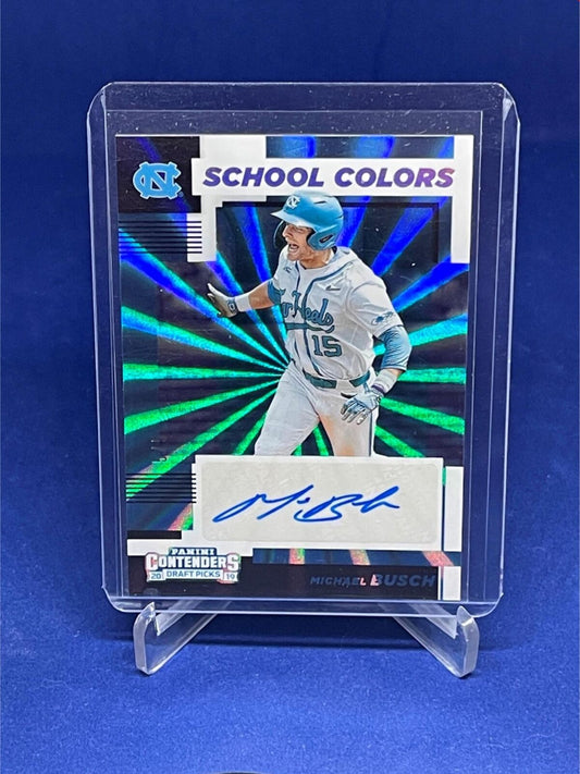 MICHAEL BUSCH 2019 PANINI CONTENDERS DRAFT PICKS SCHOOL COLORS FAME AUTO #D 5/5
