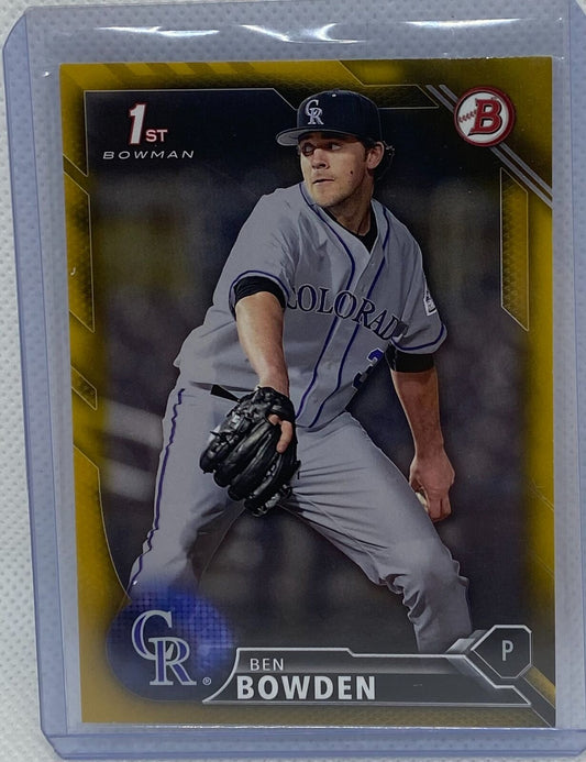 BEN BOWDEN 2016 TOPPS BOWMAN 1ST PROSPECT GOLD #D 41/50