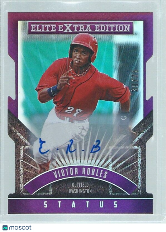 VICTOR ROBLES 2014 ELITE EXTRA AUTO DIE CUT PROSPECT STATUS PURPLE #D 39/75