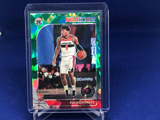RUI HACHIMURA 2019-20 HOOPS PREMIUM STOCK GREEN CRACKED ICE PRIZM RC # 206