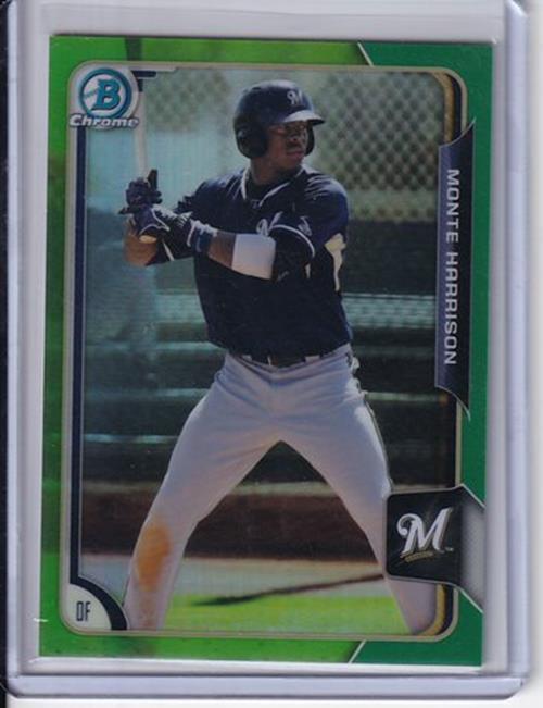 MONTE HARRISON 2015 BOWMAN CHROME PROSPECT GREEN REFRACTOR #D 29/99