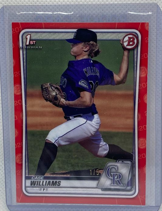 CASE WILLIAMS 2020 TOPPS BOWMAN PROSPECTS RED PROSPECT #D 1/5