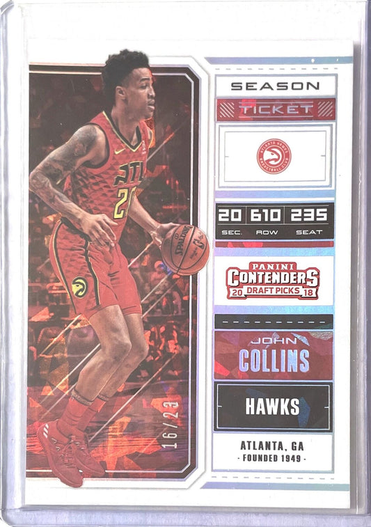 JOHN COLLINS 2018-19 CONTENDERS DRAFT PICKS SEASON TICKET CRACKED ICE #D 16/23