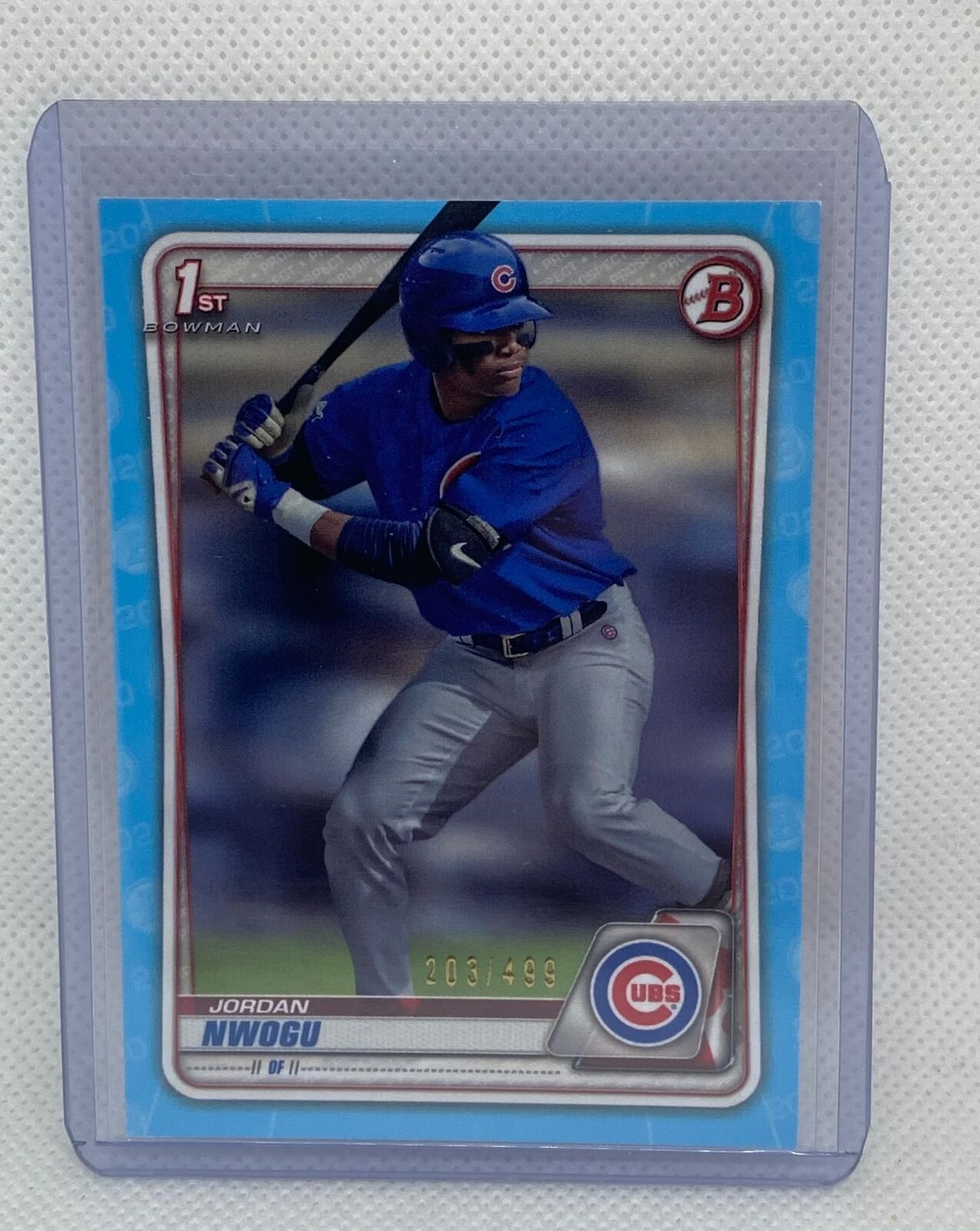 JORDAN NWOGU 2020 TOPPS 1ST BOWMAN PROSPECT SKY BLUE #D 203/499