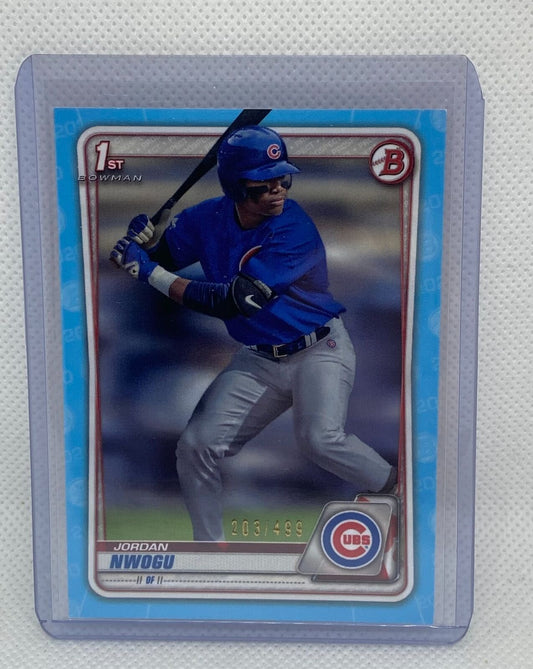 JORDAN NWOGU 2020 TOPPS 1ST BOWMAN PROSPECT SKY BLUE #D 203/499