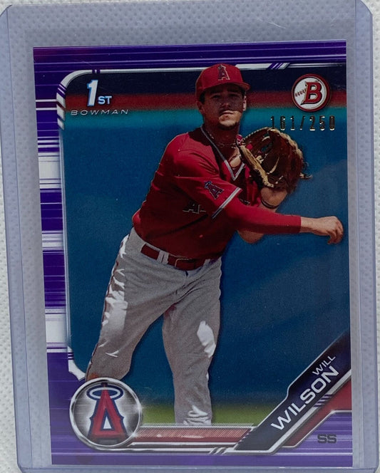 WILL WILSON 2019 TOPPS 1ST BOWMAN PROSPECT PURPLE #D 161/250