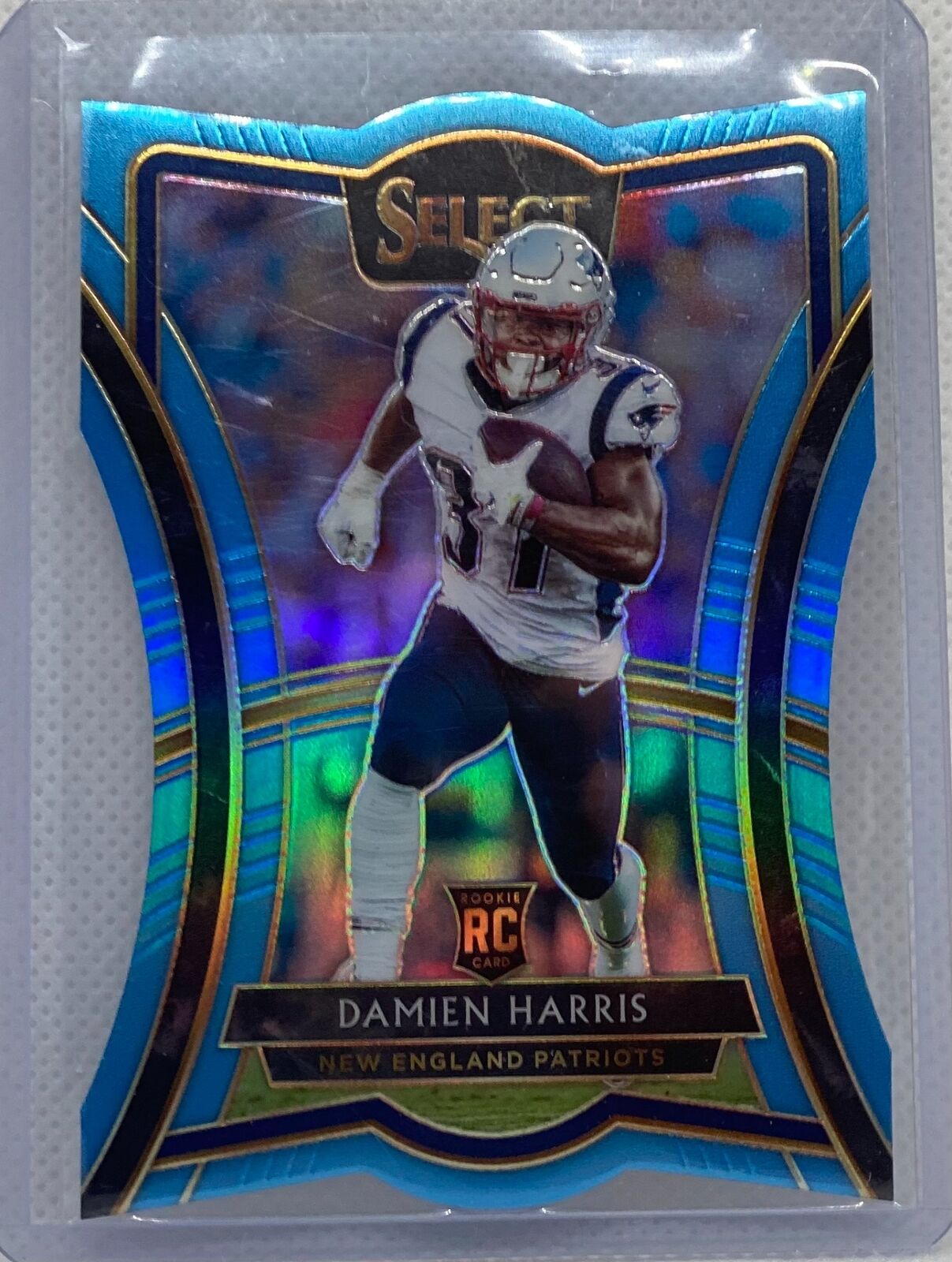 DAMIEN HARRIS 2019 PANINI SELECT LIGHT BLUE PRIZM DIE CUT ROOKIE RC #D 49/99