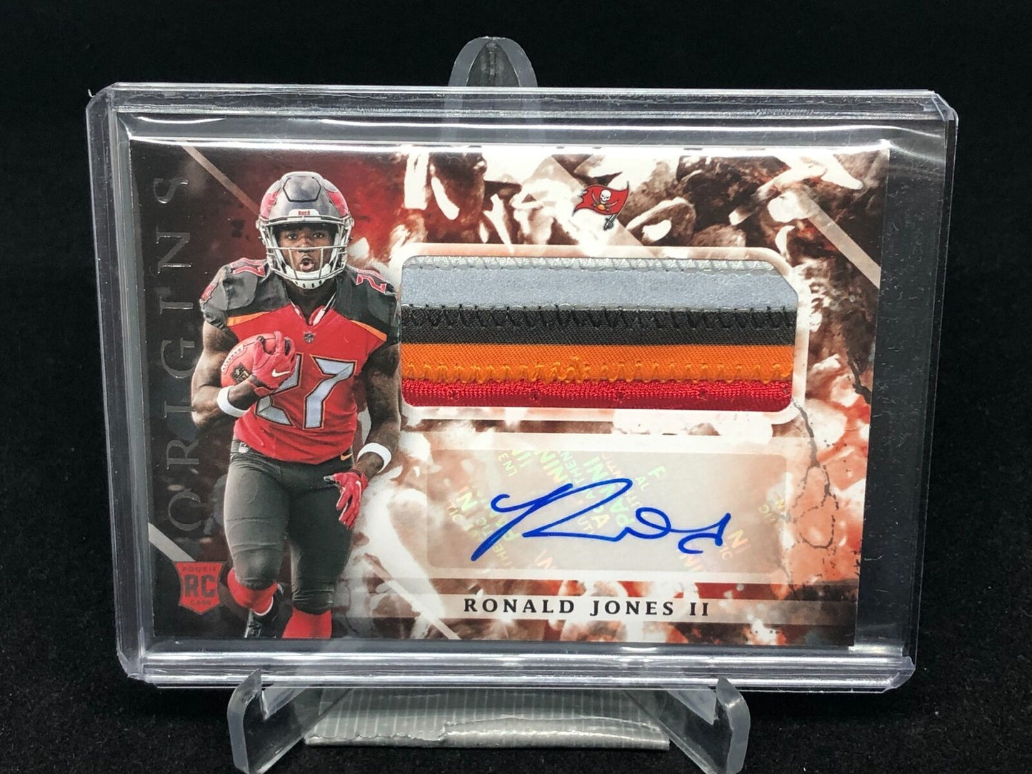 RONALD JONES II 2018 PANINI ORIGINS RPA JUMBO ROOKIE PATCH AUTO RC # 112
