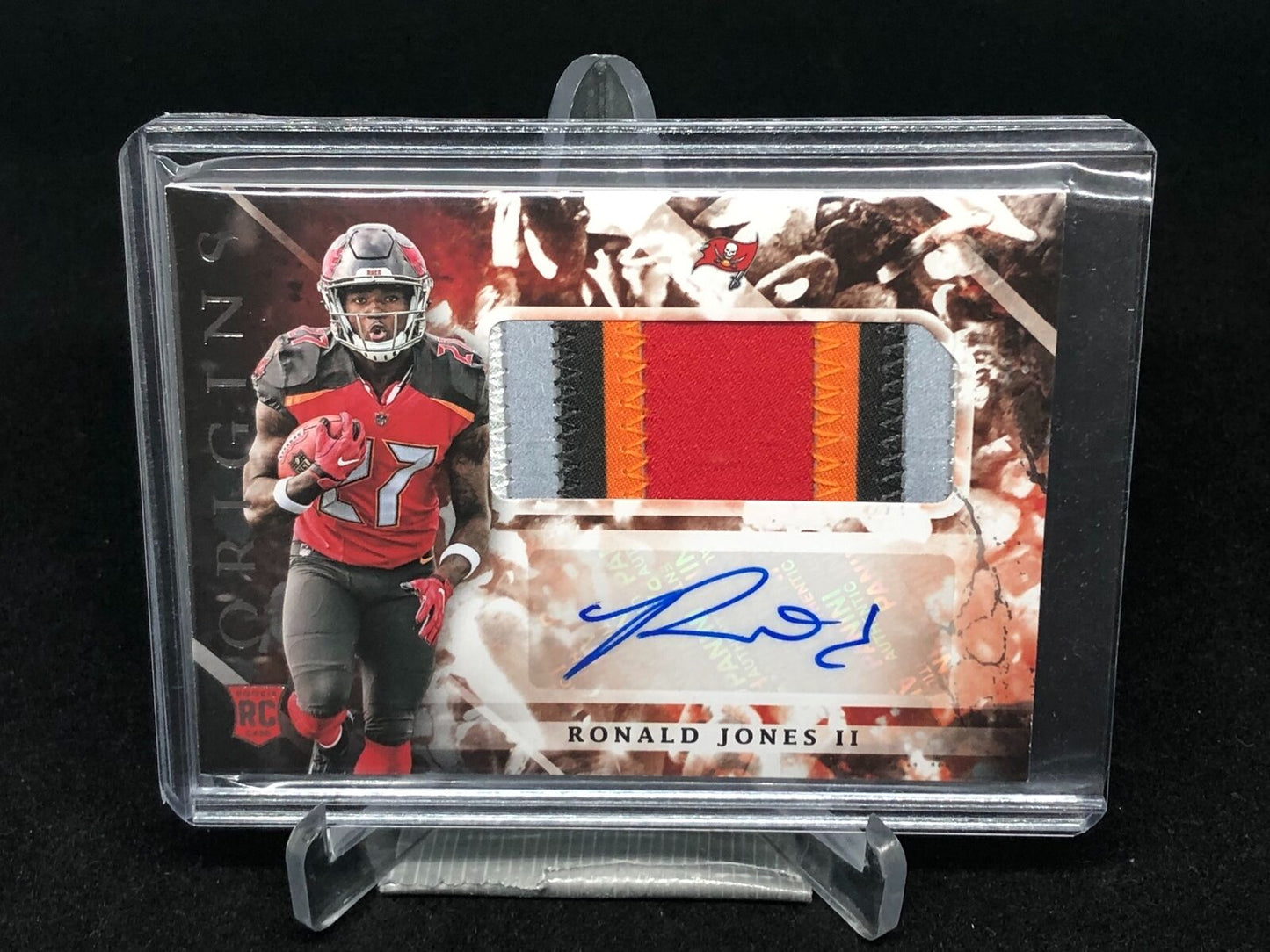 RONALD JONES II 2018 PANINI ORIGINS RPA JUMBO ROOKIE PATCH AUTO RC # 112