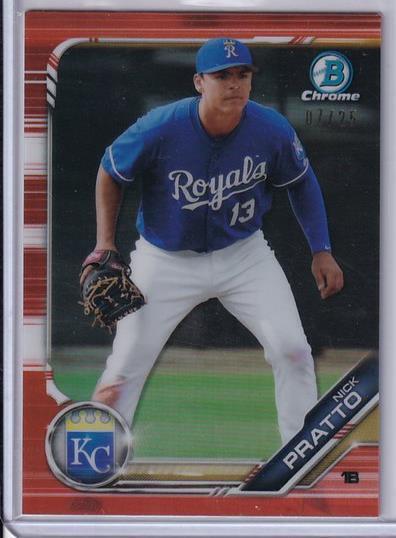 NICK PRATTO 2019 BOWMAN CHROME PROSPECT ORANGE REFRACTOR #D 07/25