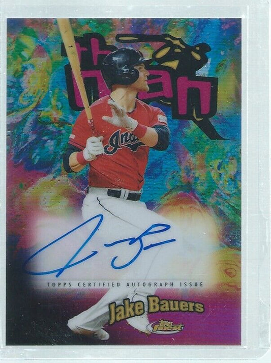 JAKE BAUERS 2020 TOPPS FINEST THE MAN ON CARD AUTO REFRACTOR ROOKIE RC #D 69/99