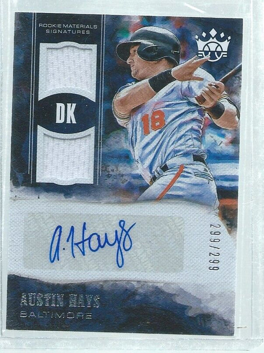 AUSTIN HAYS 2018 DIAMOND KINGS DUAL JERSEY AUTO ROOKIE RC #D 299/299