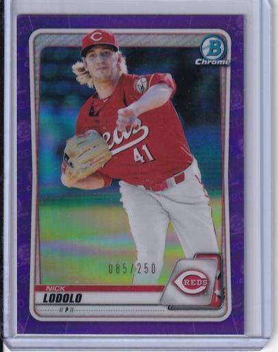 NICK LODOLO 2020 BOWMAN CHROME PROSPECT PURPLE REFRACTOR #D 085/250